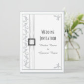 Invitation Mariage traditionnel gris et blanc simple (Debout devant)