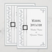 Invitation Mariage traditionnel gris et blanc simple (Devant / Derrière)