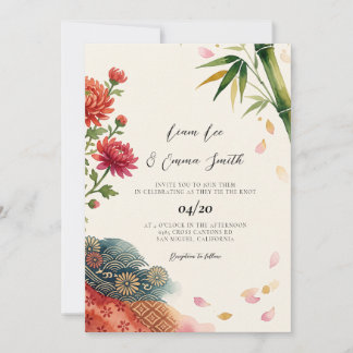 Invitation Mariage traditionnel japonais vintage KYOTO