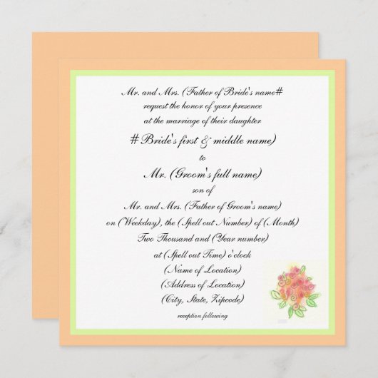 Invitation Mariage traditionnel moderne (Devant / Derrière)