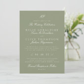 Invitation Mariage traditionnel Monogramme blanc Sage vert (Debout devant)
