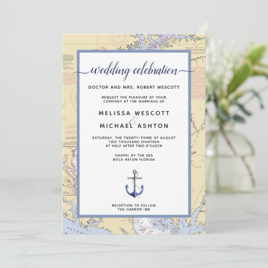 Invitation Mariage traditionnel #Nautical| MIKE / Annapolis (Debout devant)