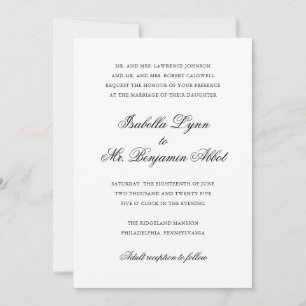 Invitation Mariage traditionnel noir et blanc Formal élégant