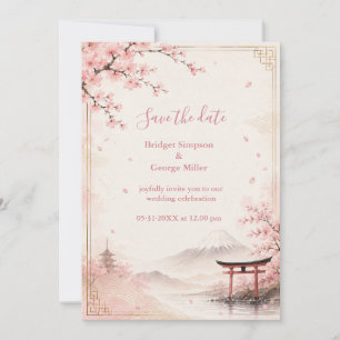 Invitation Mariage traditionnel Sakura Mont fuji Élégance