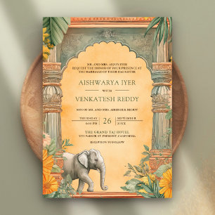 Invitation Mariage traditionnel sud-indien avec code QR