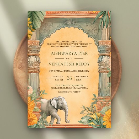 Invitation Mariage traditionnel sud-indien avec code QR