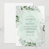Invitation Mariage Tranquille de Fougère Vert Menthe (Devant / Derrière)