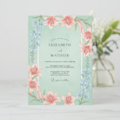 Invitation Mariage Tranquille Lys Vert Menthe (Debout devant)