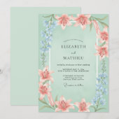 Invitation Mariage Tranquille Lys Vert Menthe (Devant / Derrière)