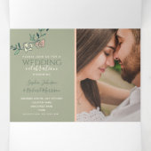 Invitation Mariage Tri-Fold vert Peach Sage (Intérieur au milieu)