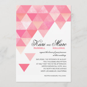 Invitation Mariage triangles géométriques   mauve rose