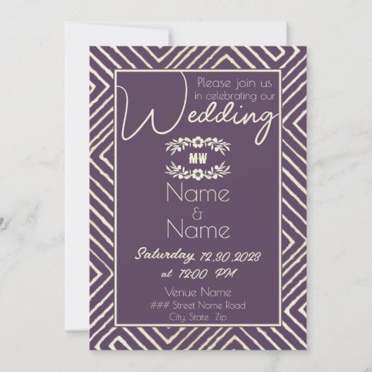 Invitation Mariage tribal africain de prune violet (Devant)