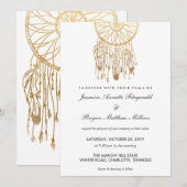 Invitation Mariage tribal Boho Dreamcatcher Faux Gold Foil (Devant / Derrière)