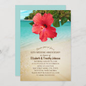 Invitation Mariage Tropical à la Plage d'Hibiscus Fête d'Anni (Devant / Derrière)
