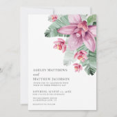 Invitation Mariage Tropical à l'Orchidée Fleurie (Devant)