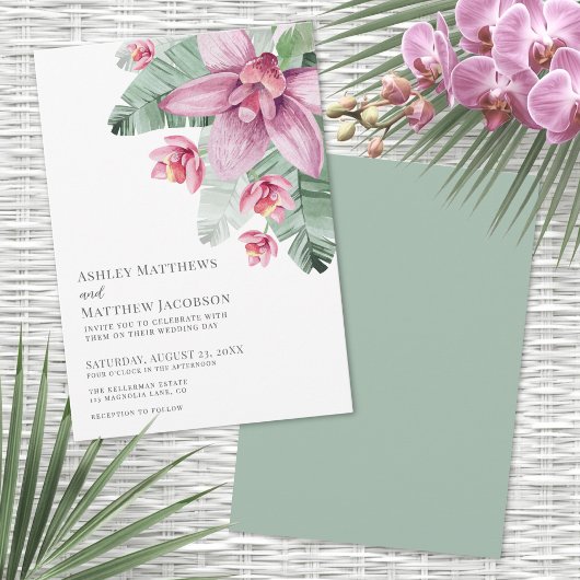 Invitation Mariage Tropical à l'Orchidée Fleurie