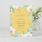 Invitation Mariage Tropical à l'Orchidée Jaune (Debout devant)