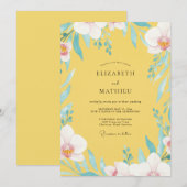 Invitation Mariage Tropical à l'Orchidée Jaune (Devant / Derrière)