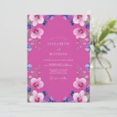 Invitation Mariage Tropical à l'Orchidée Magenta (Debout devant)