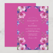 Invitation Mariage Tropical à l'Orchidée Magenta (Devant / Derrière)