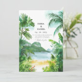 Invitation Mariage tropical à Phuket en Thaïlande à l'aquarel (Debout devant)