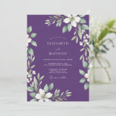 Invitation Mariage Tropical Améthyste Feuillu (Debout devant)