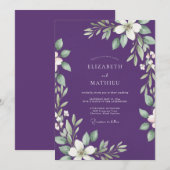 Invitation Mariage Tropical Améthyste Feuillu (Devant / Derrière)
