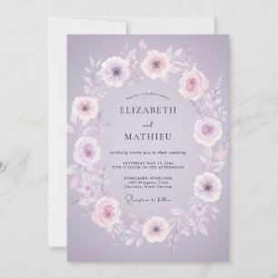 Invitation Mariage Tropical Améthyste Pivoine