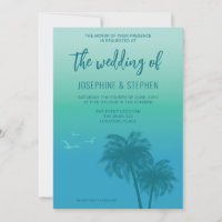Mariage Tropical Aqua Bleu Avec Palmiers Teal