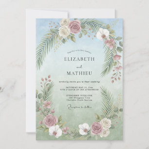 Invitation Mariage Tropical au Lilas et Eucalyptus