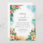 Invitation Mariage Tropical Beach Bliss (Devant / Derrière)