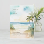 Invitation Mariage Tropical Beach Palm Trees (Debout devant)