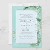 Invitation Mariage Tropical Bleu & Turquoise (Devant)