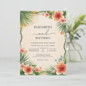 Invitation Mariage Tropical Bloom Frame (Debout devant)