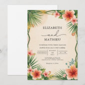 Invitation Mariage Tropical Bloom Frame (Devant / Derrière)