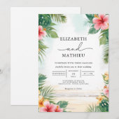 Invitation Mariage Tropical Bloom Paradise (Devant / Derrière)