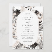 Invitation Mariage tropical Boho noir et blanc (Devant)