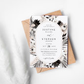 Invitation Mariage tropical Boho noir et blanc