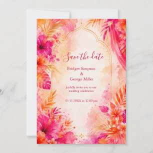 Invitation Mariage tropical Bollywood Hawaï gras