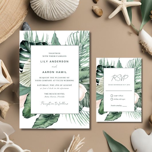 Invitation Mariage tropical botanique