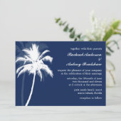 Invitation Mariage Tropical Breeze Blue Palm Trees (Debout devant)