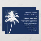 Invitation Mariage Tropical Breeze Blue Palm Trees (Devant / Derrière)