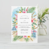 Invitation Mariage Tropical Breezy Sarcelle (Debout devant)