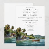 Invitation Mariage Tropical Caraïbes Heureux à jamais (Devant / Derrière)