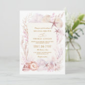 Invitation Mariage Tropical Chic Océan de Plage Code QR Maria (Debout devant)