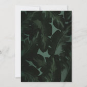 Invitation Mariage tropical chic vert et noir avec feuilles (Dos)