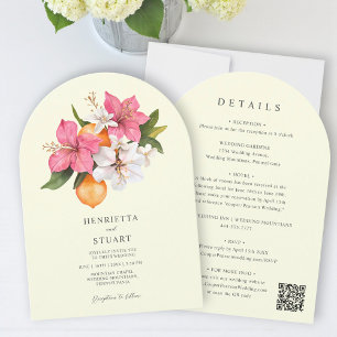 Invitation mariage tropical citrique arch tout-en-un