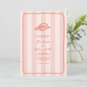 Invitation Mariage Tropical de coquillage rose (Debout devant)