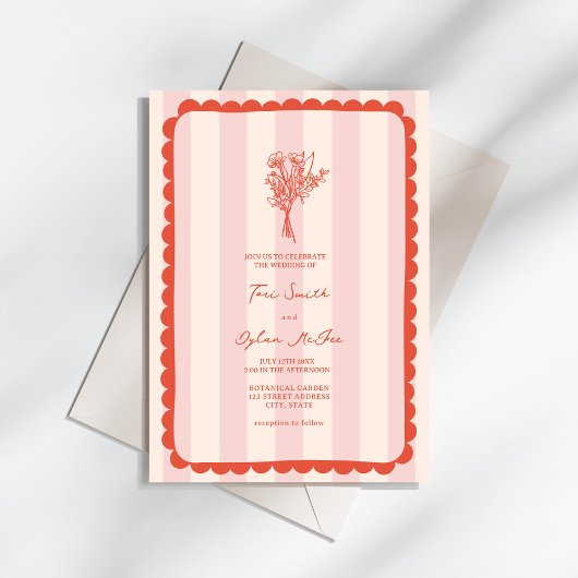 Invitation Mariage Tropical de la bande rose de Bouquet