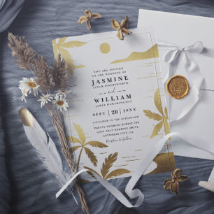Invitation Mariage Tropical de Palmier de Plage Élégant en Re